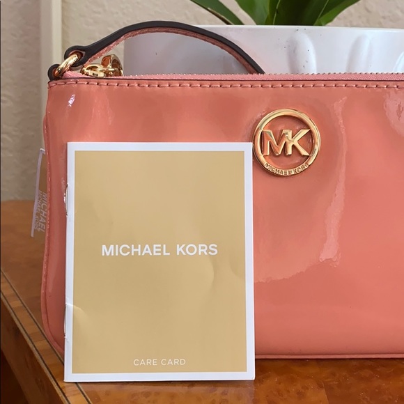 Michael Kors Fulton Wristlet, Peach Patent Leather - Picture 5 of 7